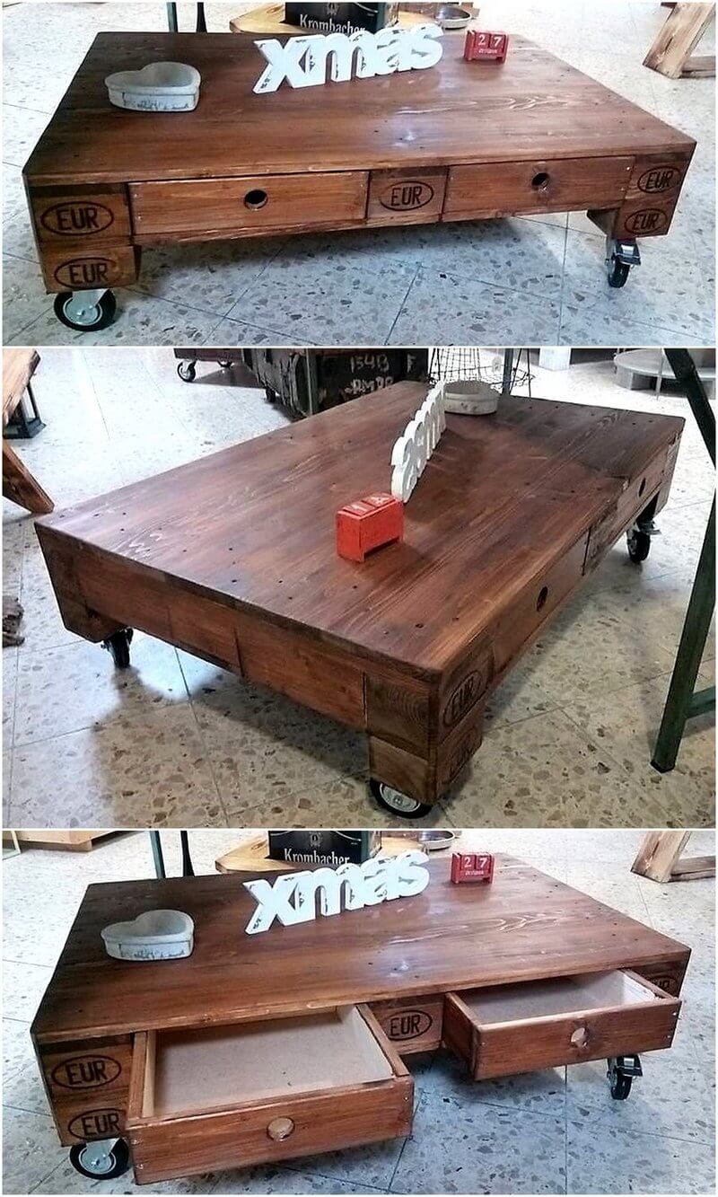 pallet coffee table on wheels