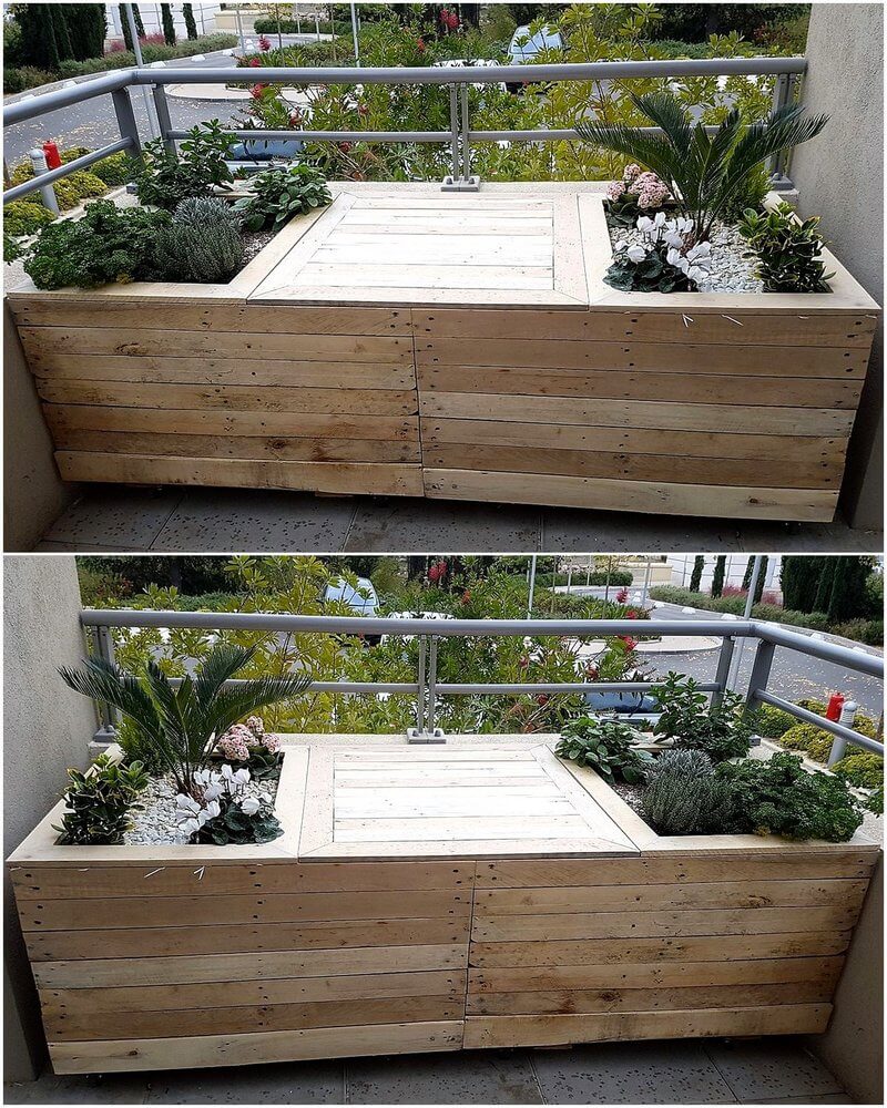 pallet planters with storage