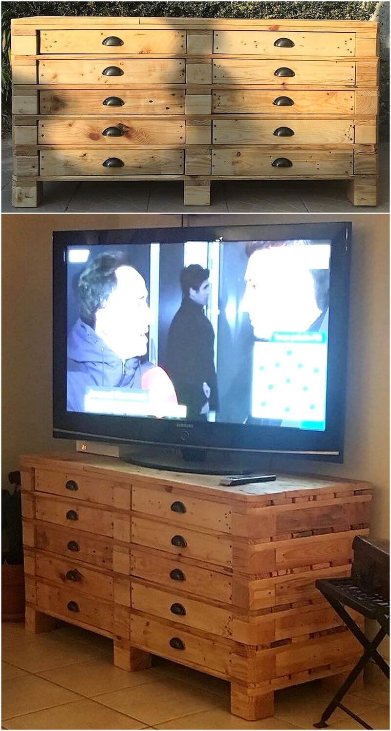 pallet tv stand of drawers