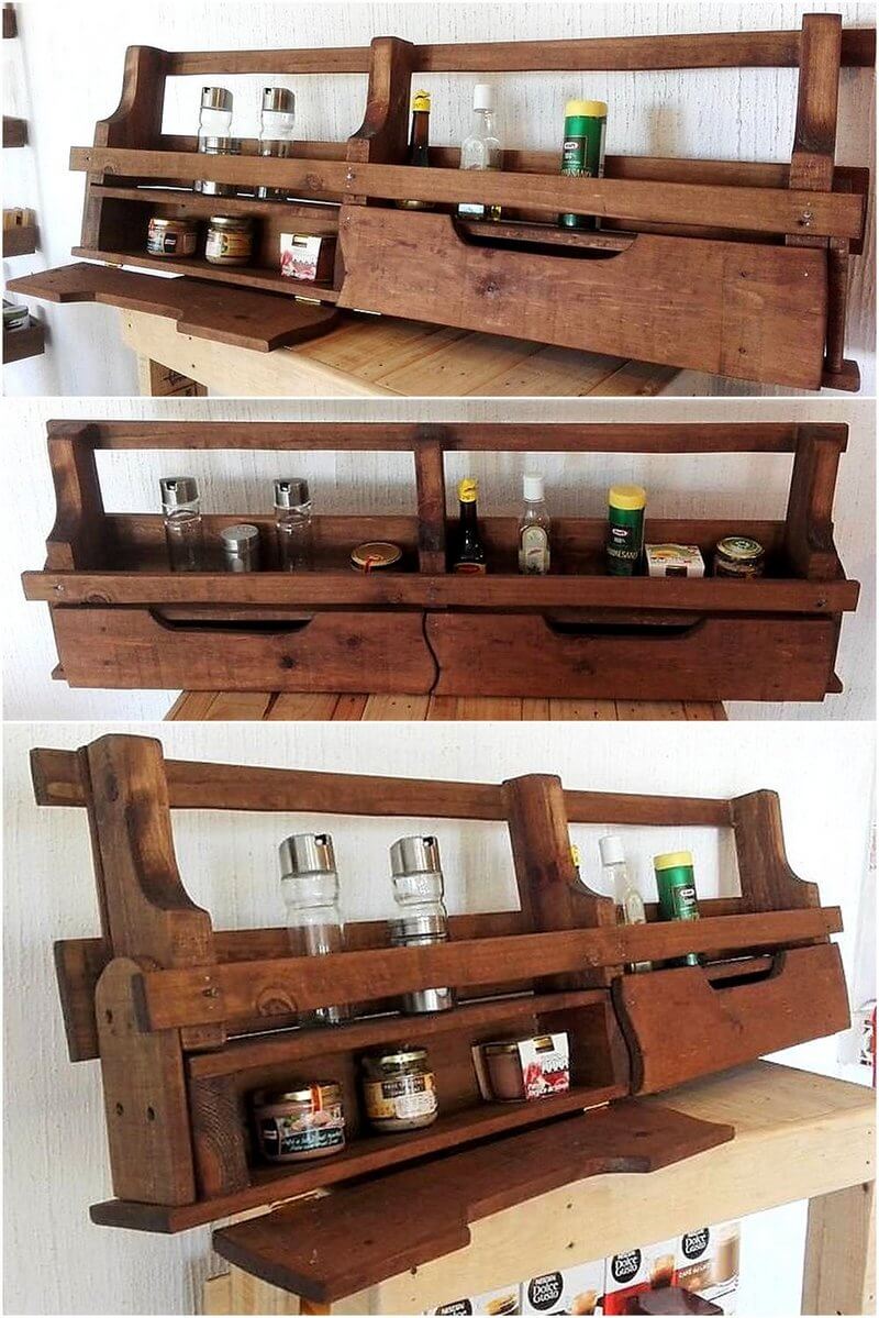pallets made kitchen spice rack