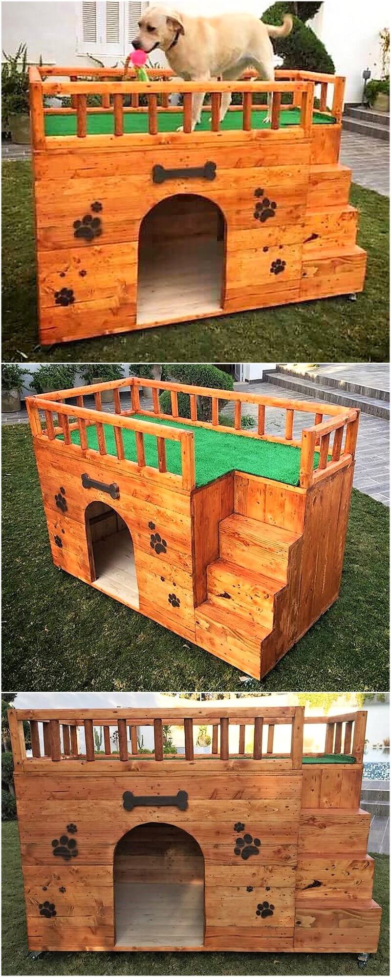 pallets wood made dog hosue plan