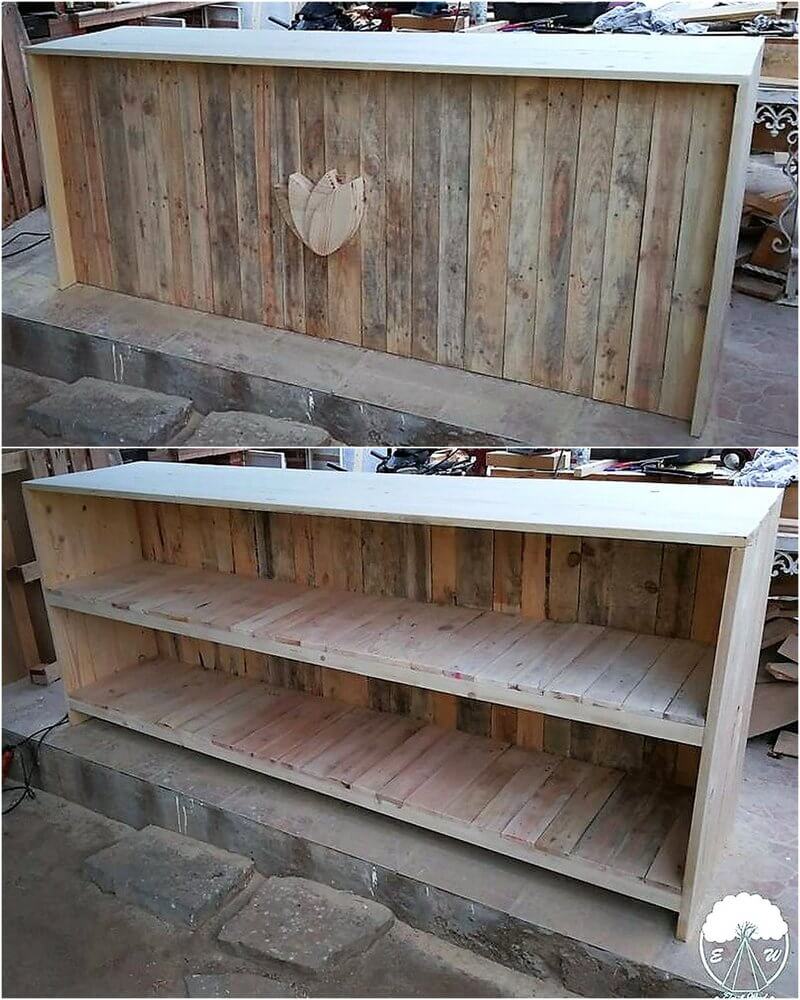 pallets wooden bar counter