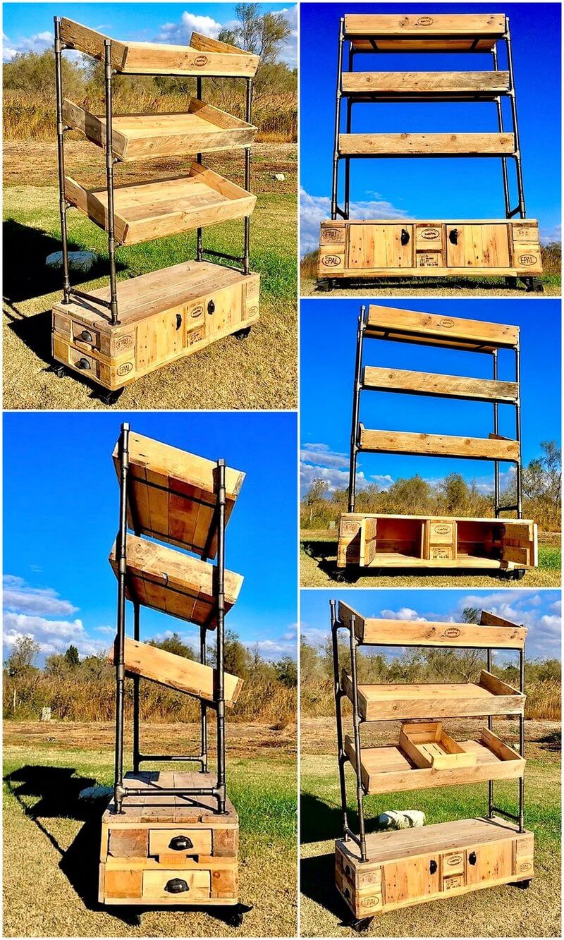 reclaimed pallets fruit and vegetable display stand