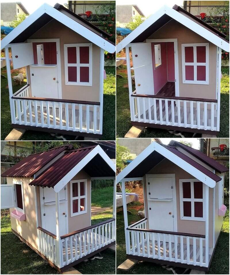 repurposed wood pallet kids playhouse