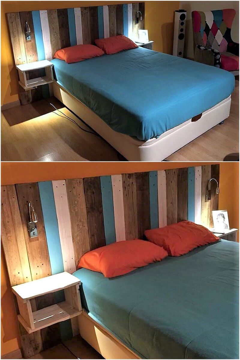 reused pallets bed headboard