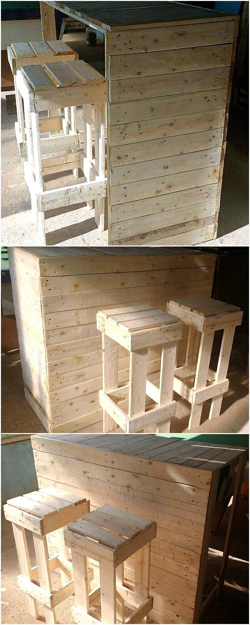simple pallet bar with stools