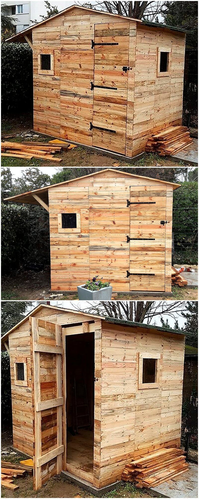 wood pallet garden cabin