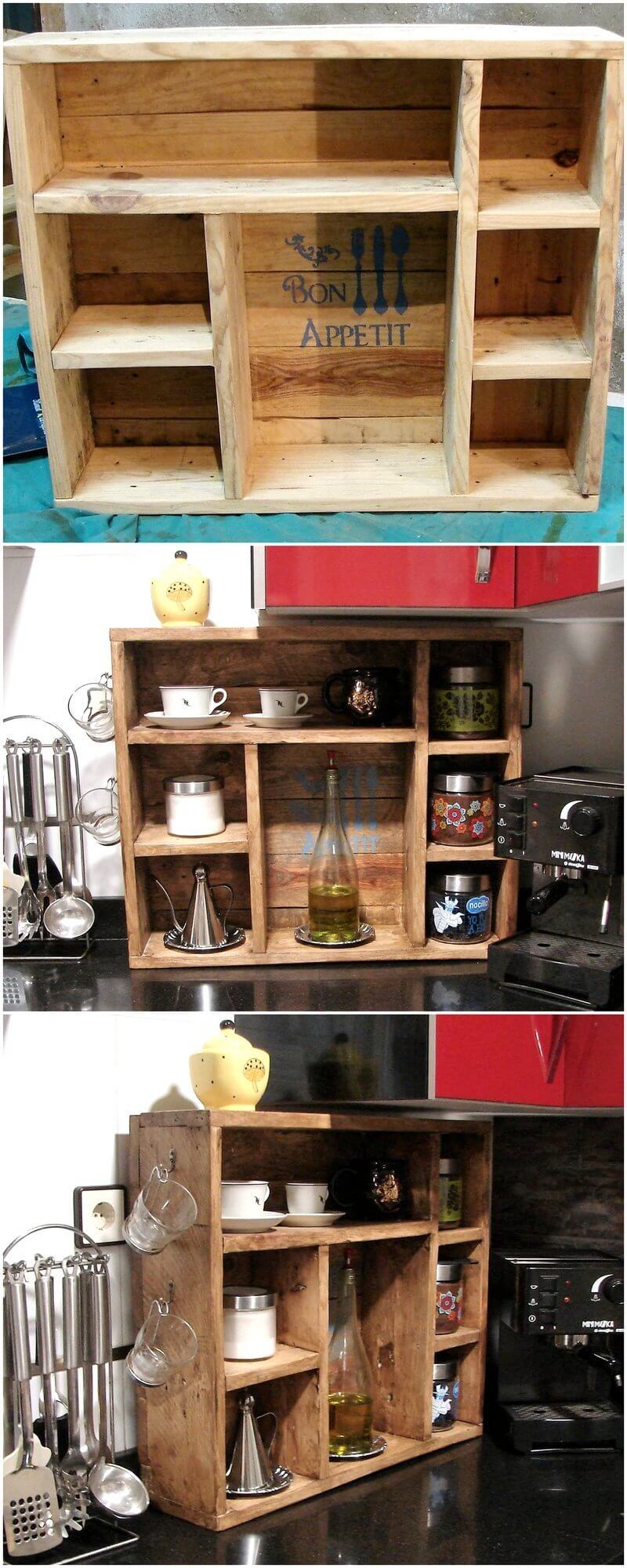 wood pallet kitchen shelving rack