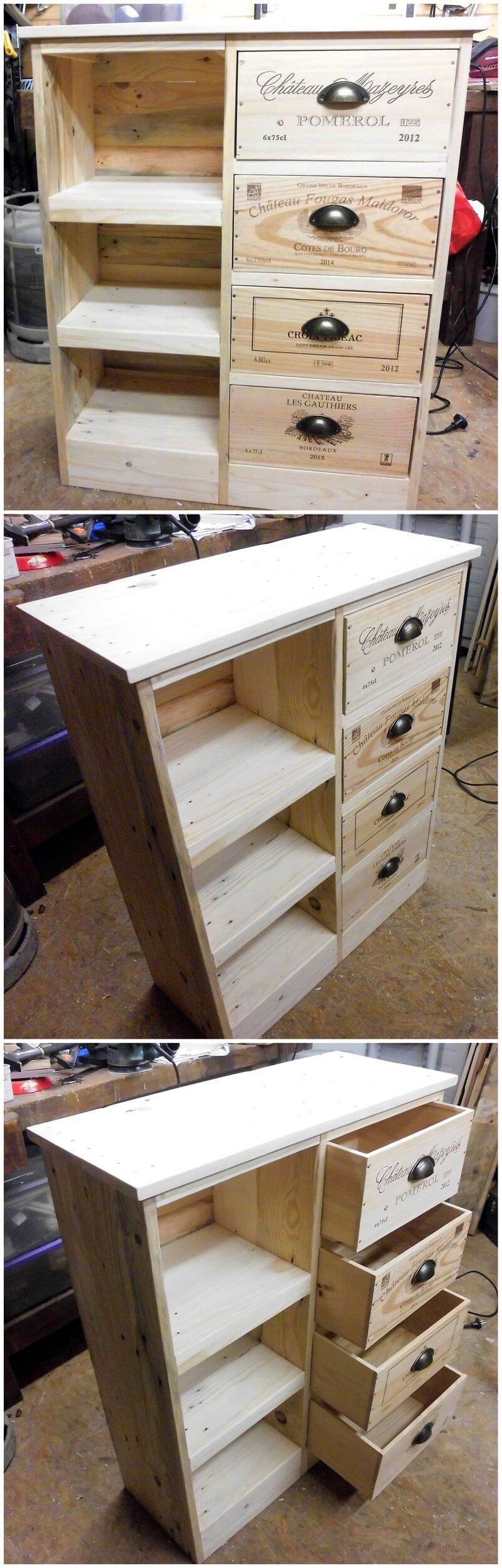 pallet chest of drawers with shelves