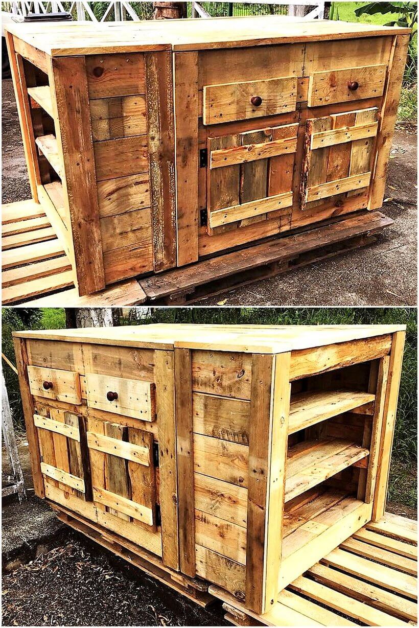 pallet rustic look kitchen cabinet