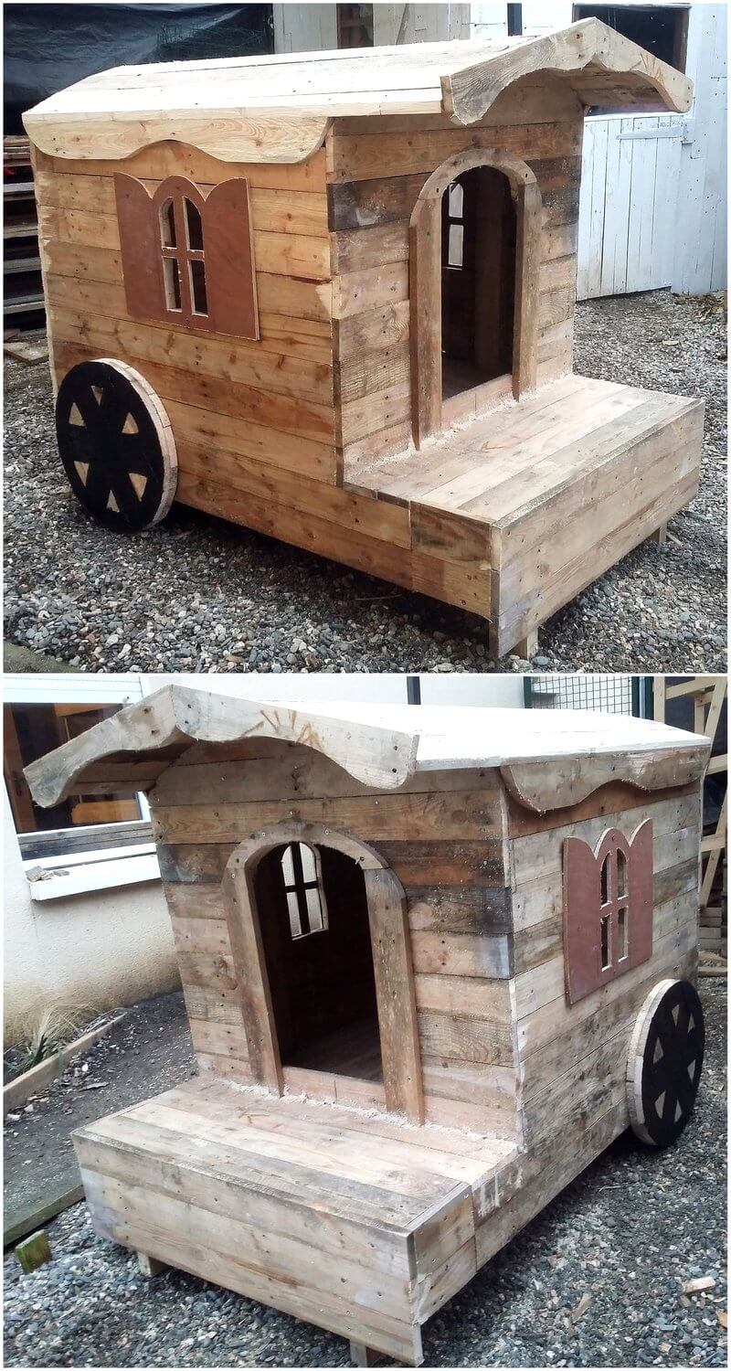 pallets made kids playhouse idea