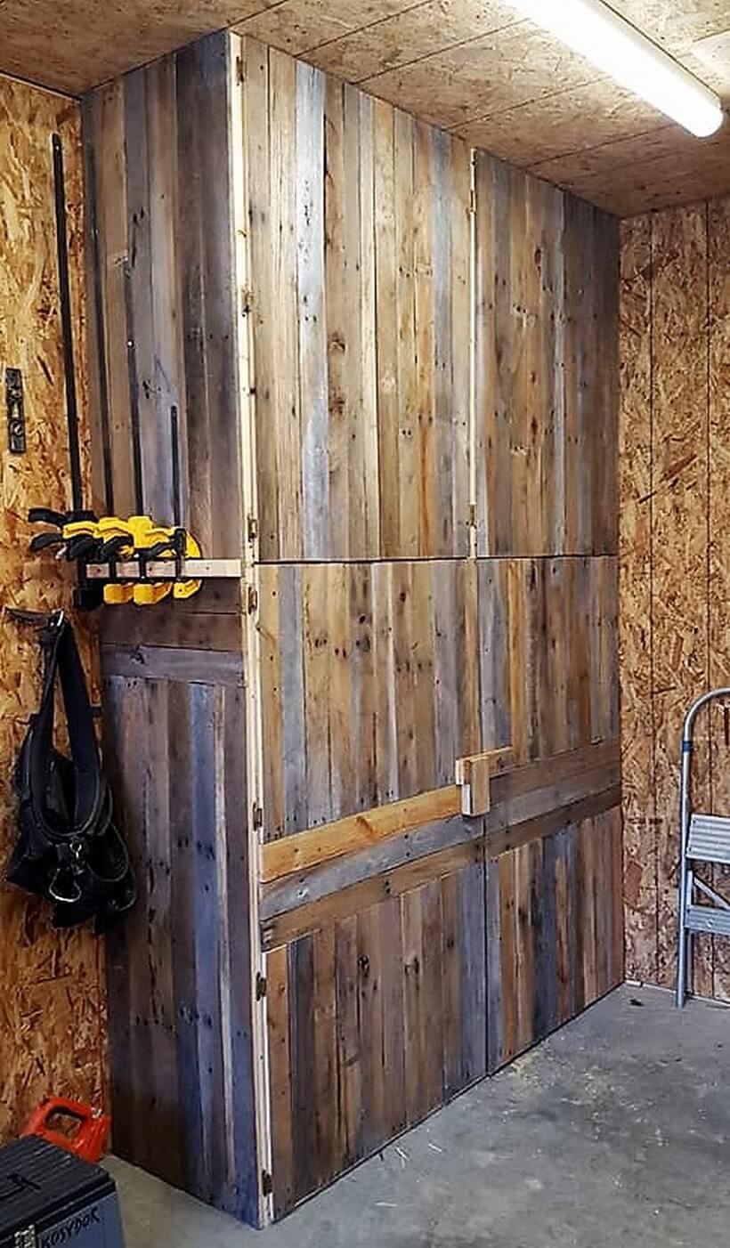 pallets wall storage and tool cabinets