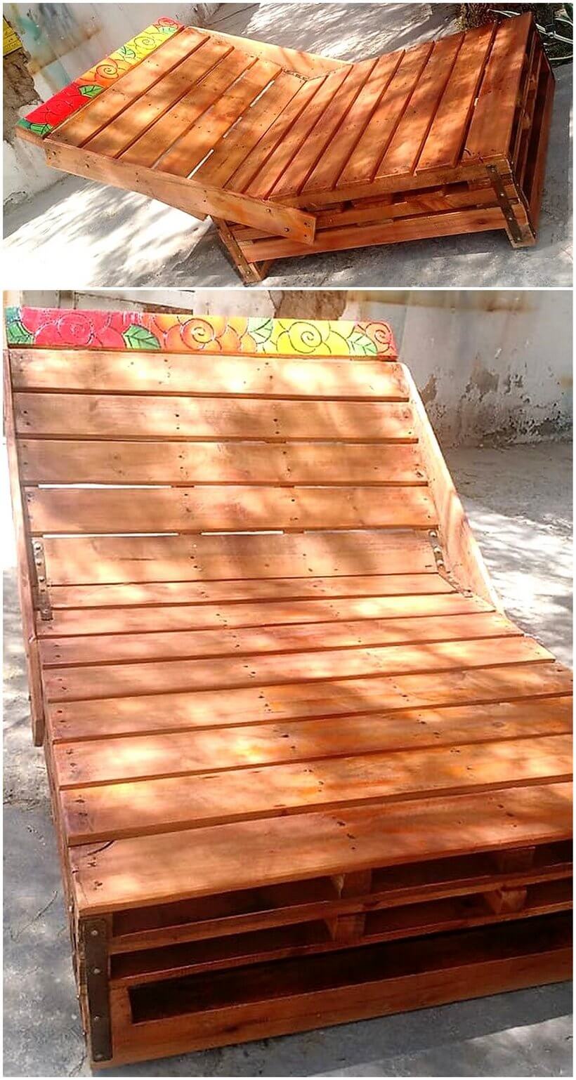 recycled pallet wooden sun lounger