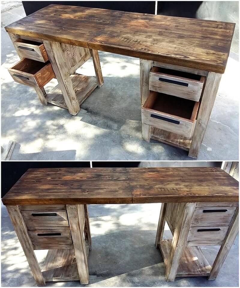 pallet office desk with drawers