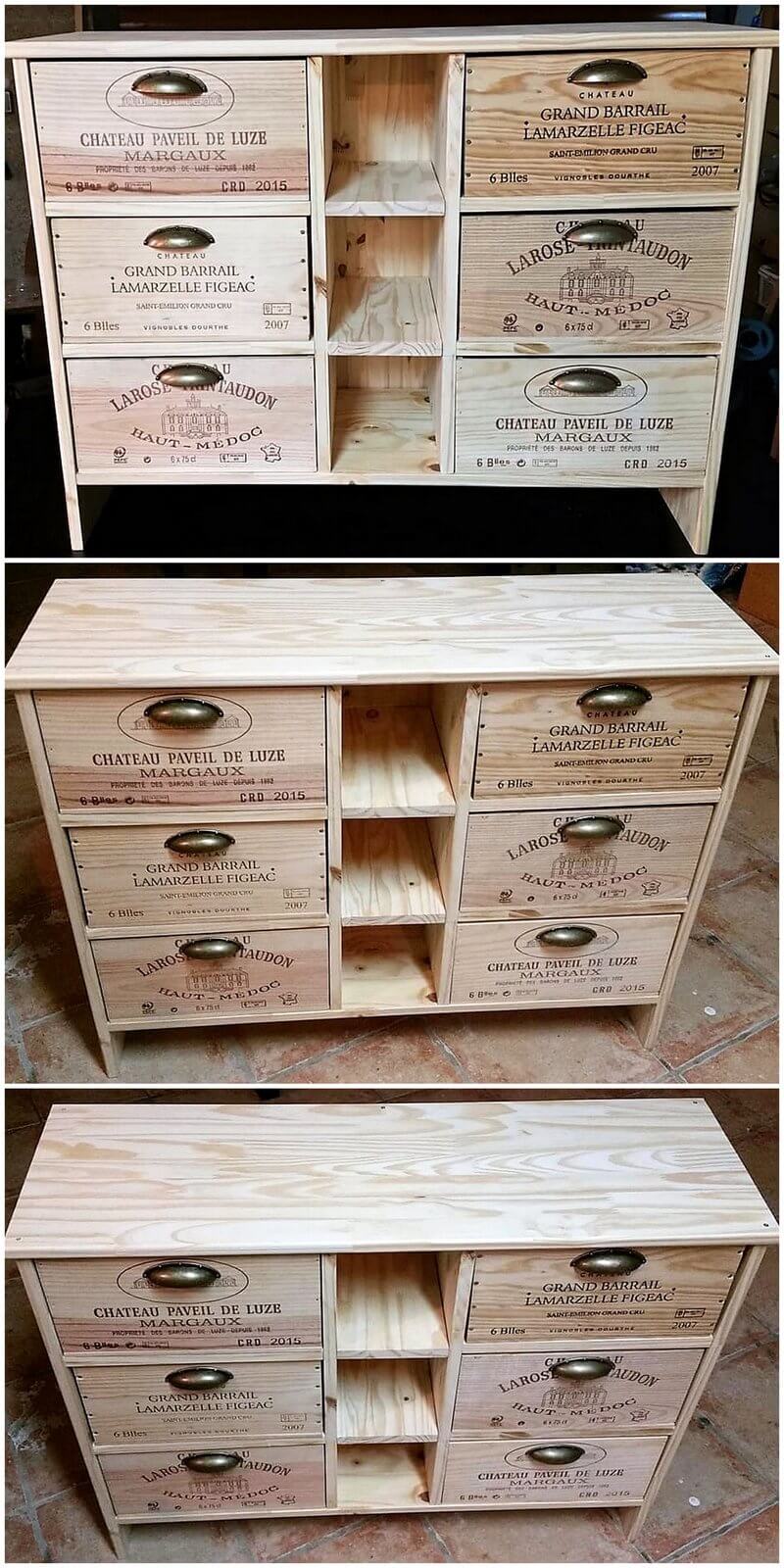 pallet side table with drawers