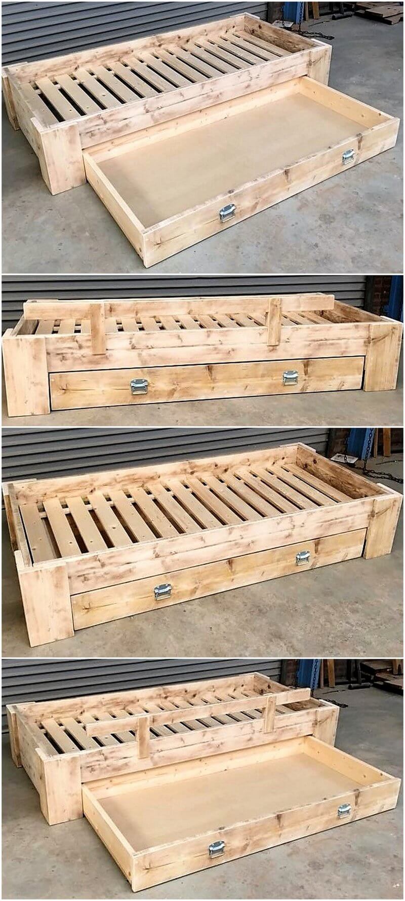 pallet single bed plan with storage