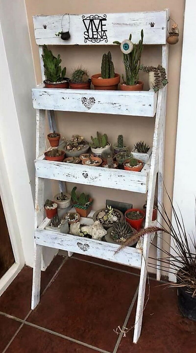 pallets pots stand ladder