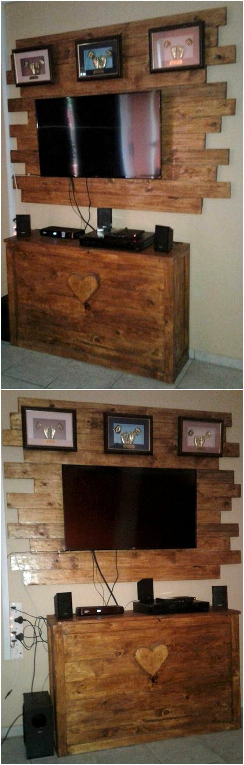 recycled pallets media console