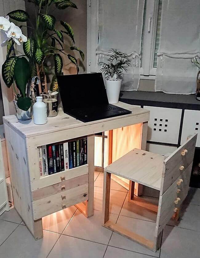 reused pallets study desk