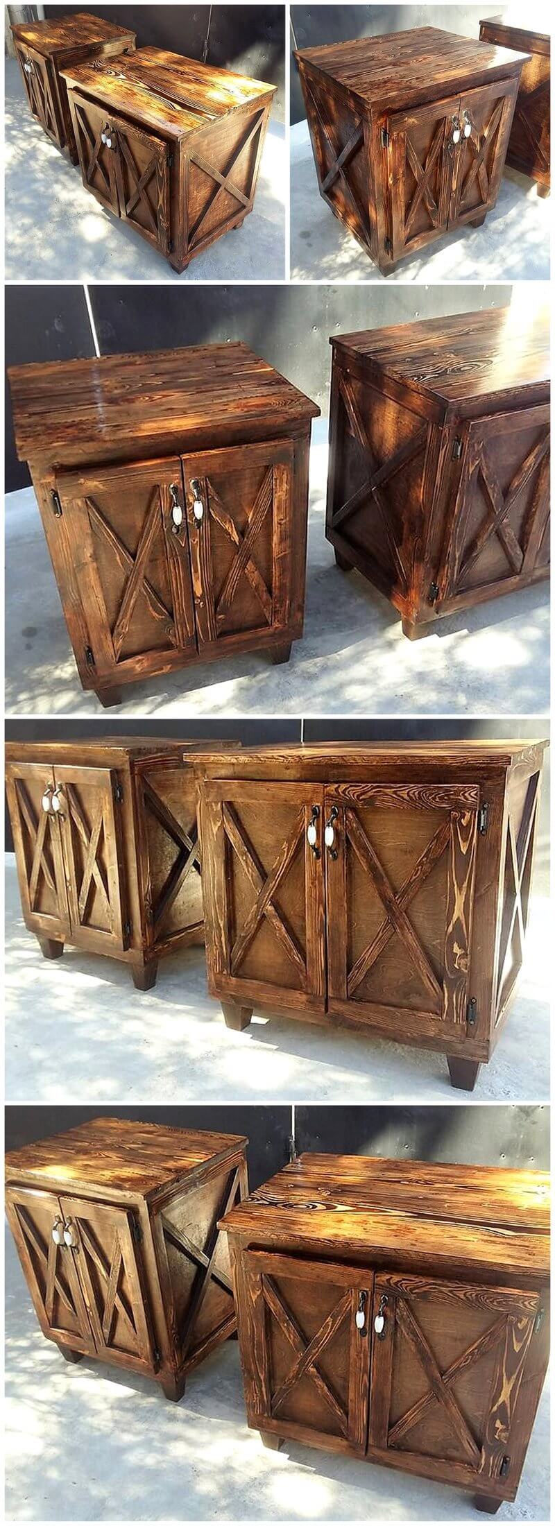 reused pallets wooden rustic night stands