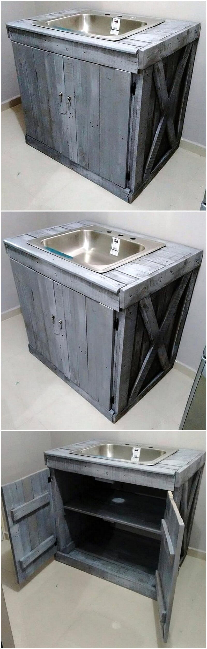 wood pallet basin cabinet