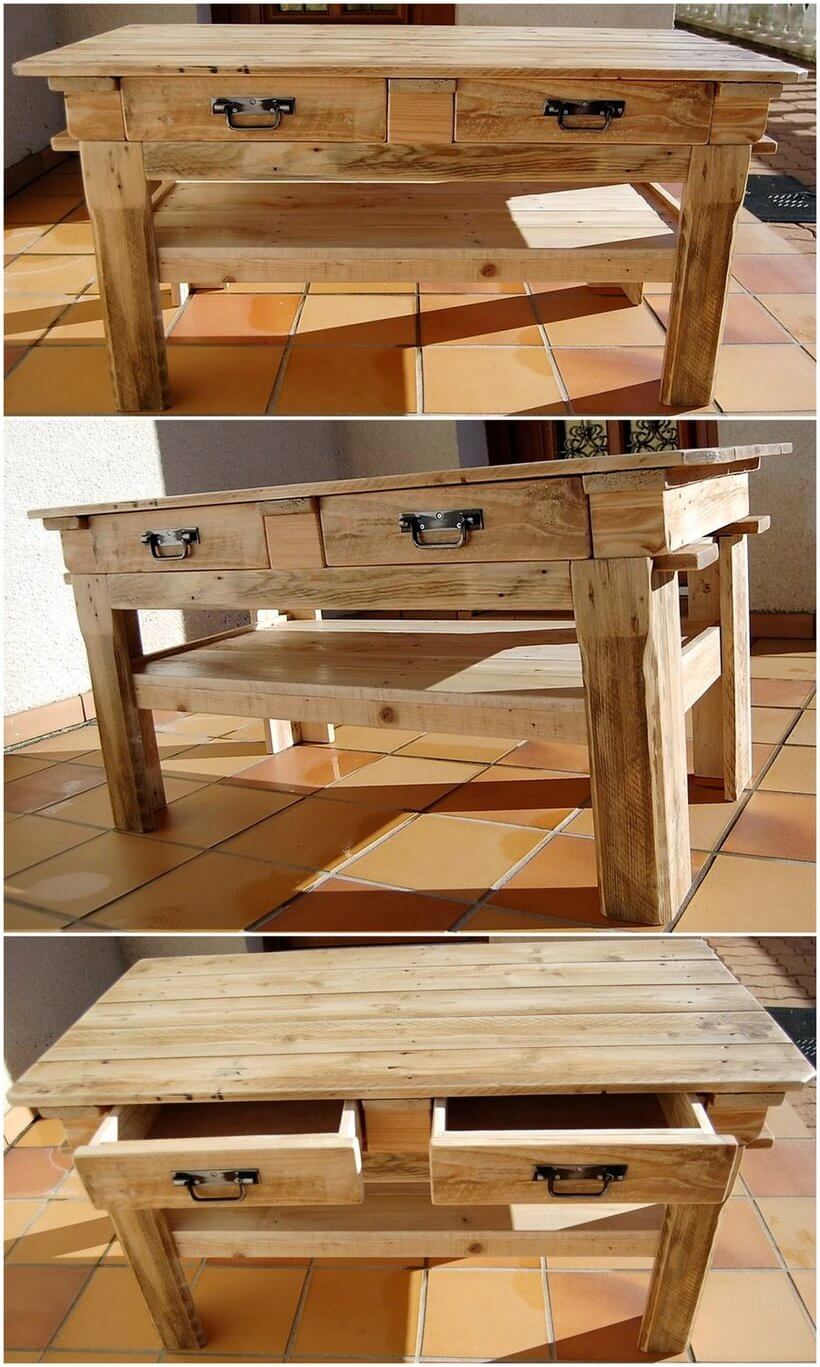 wood pallet rustic entryway table