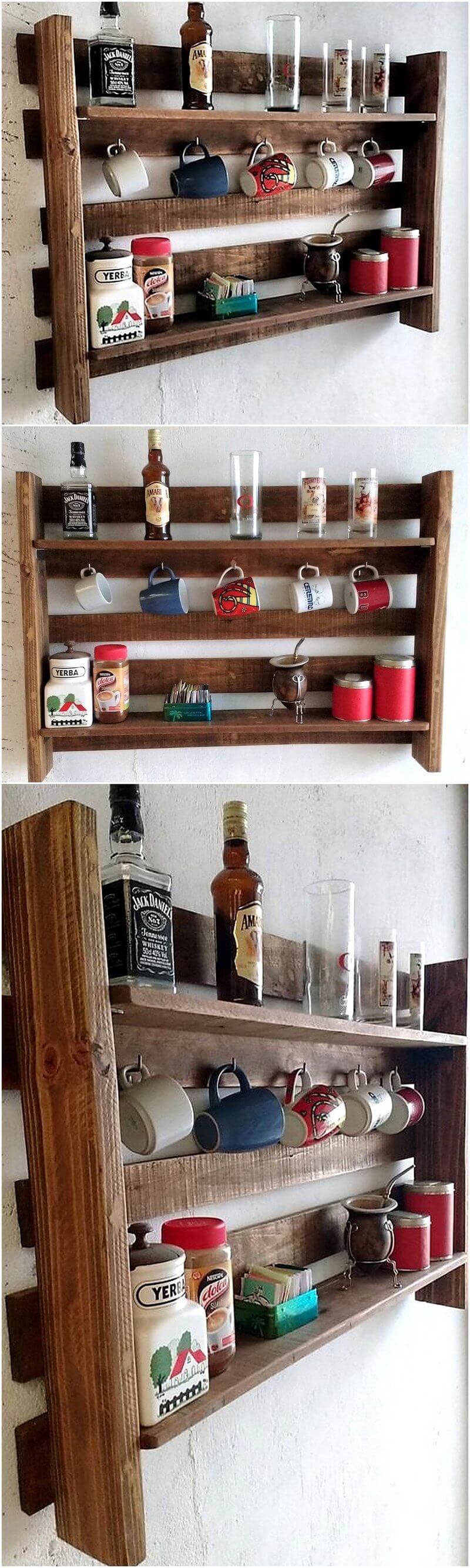 wood pallet rustic kitchen shelf