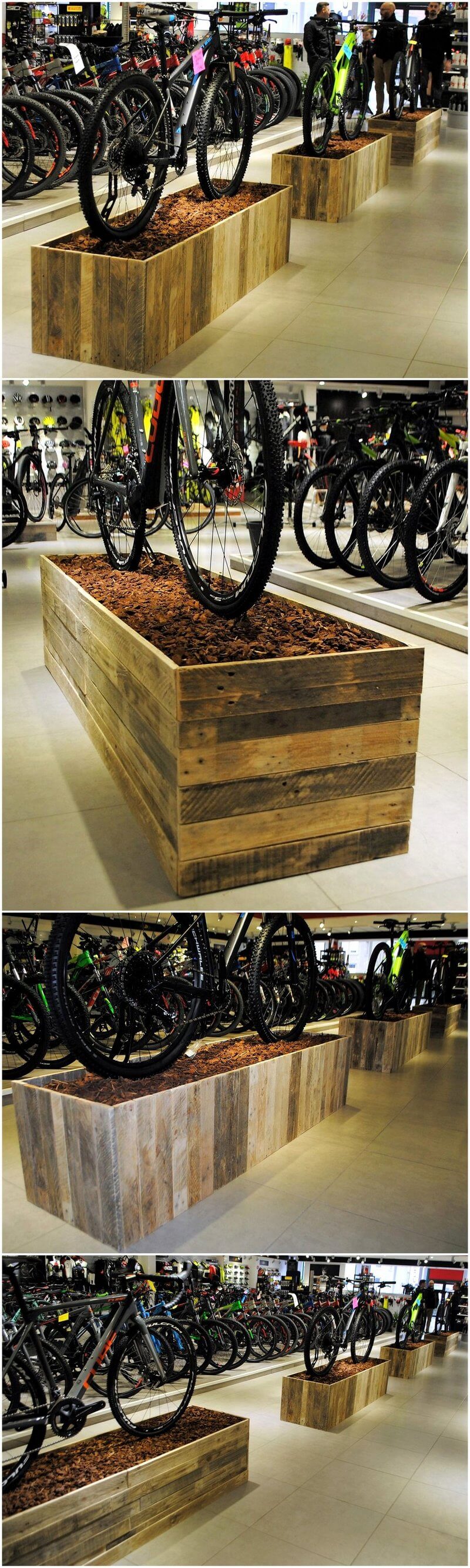wood pallets made bicycle stands 2