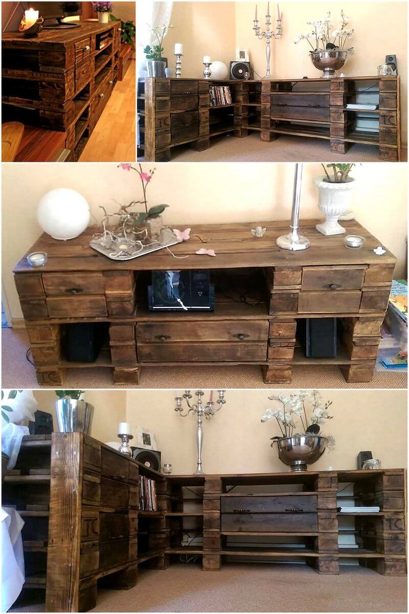 wooden pallet corner entryway table plan