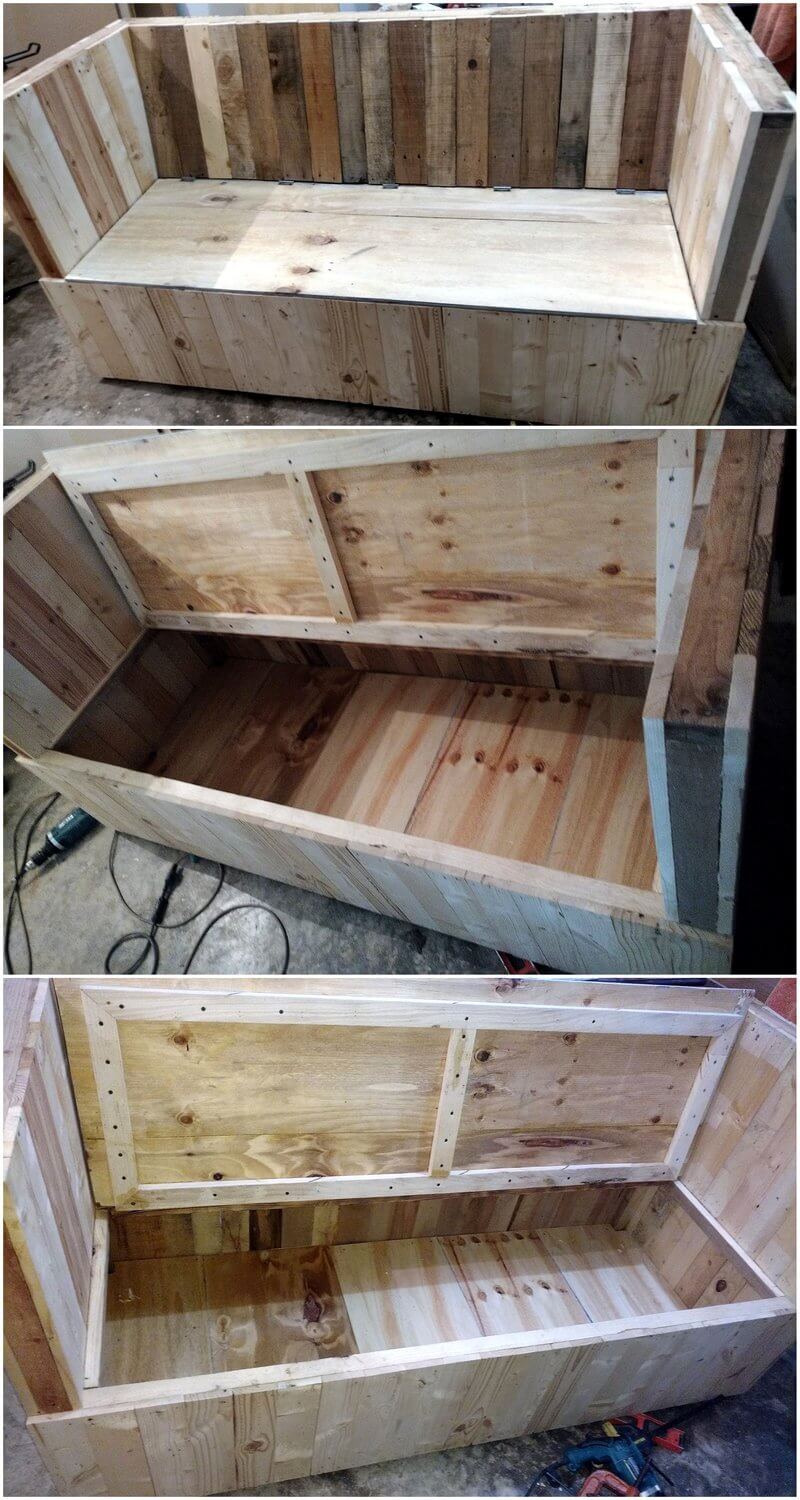 wooden pallet couch with storage