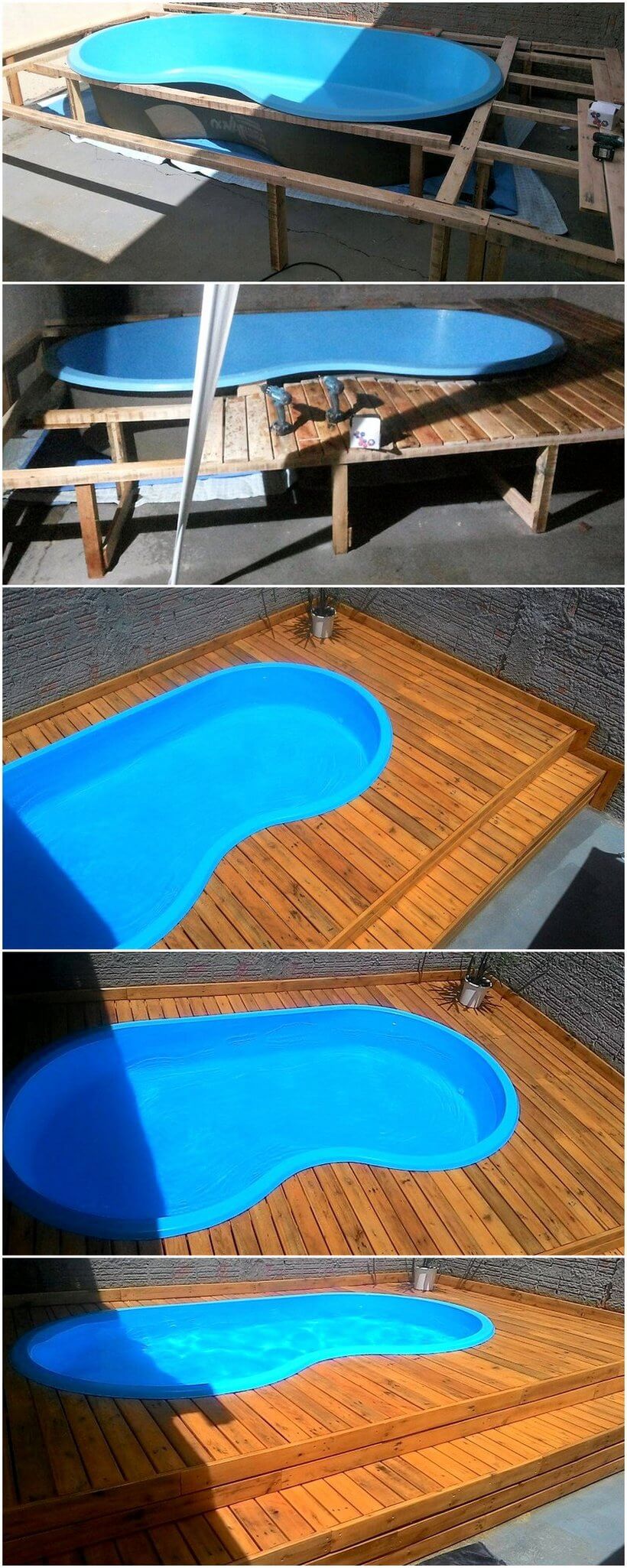 diy pallets made pool deck plan