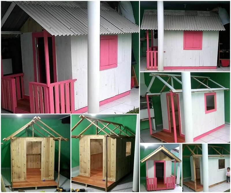 diy pallets wooden kids playhouse