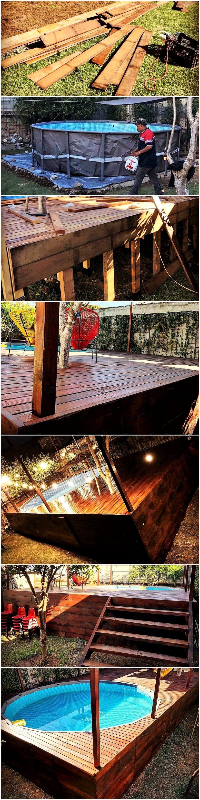 diy wood pallet pool deck