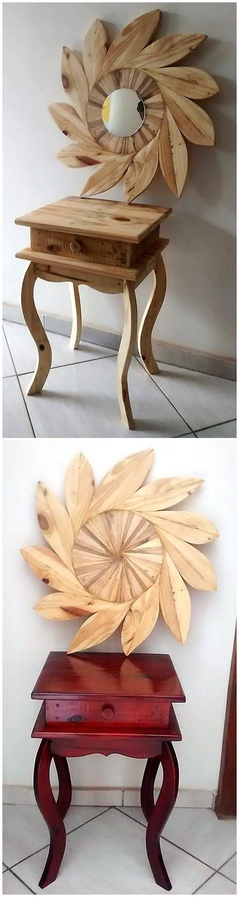pallet side table with wall art