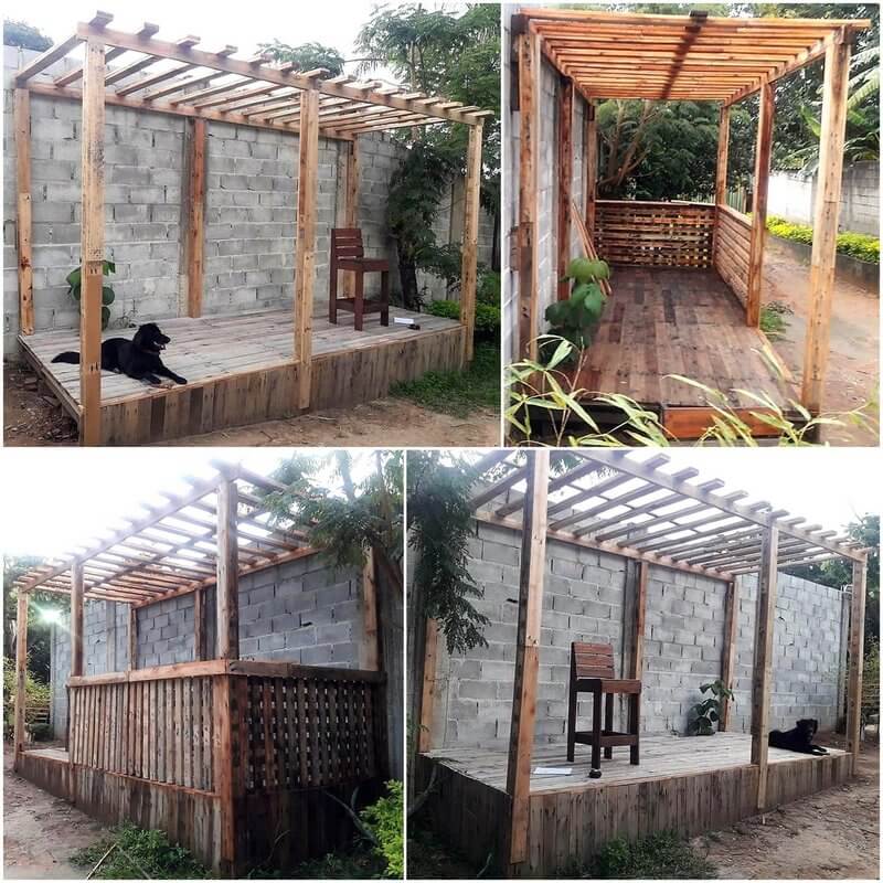 pallet wood pergola deck