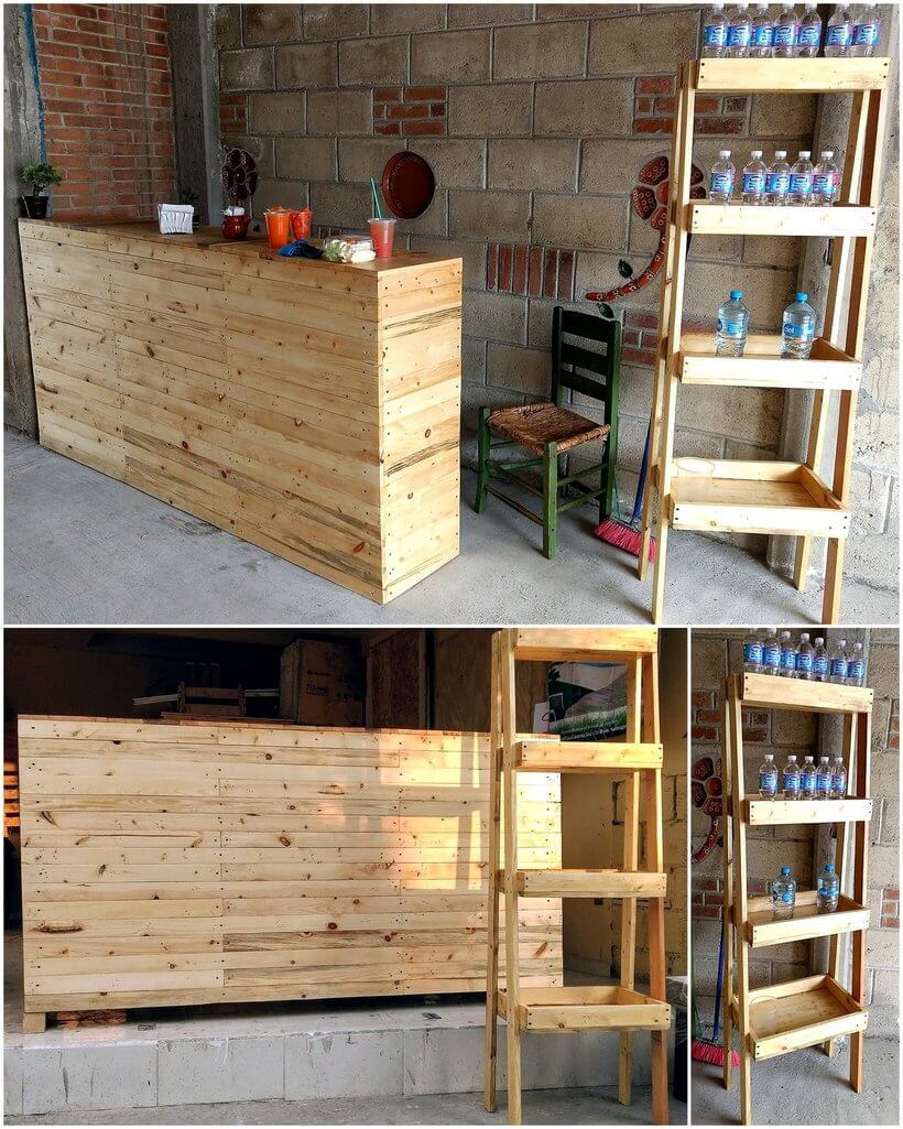 pallets made counter and display rack