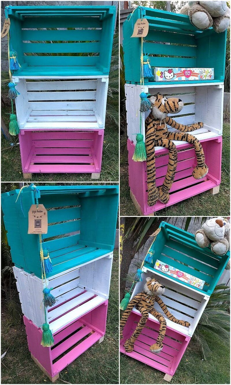 pallets made kids toys rack
