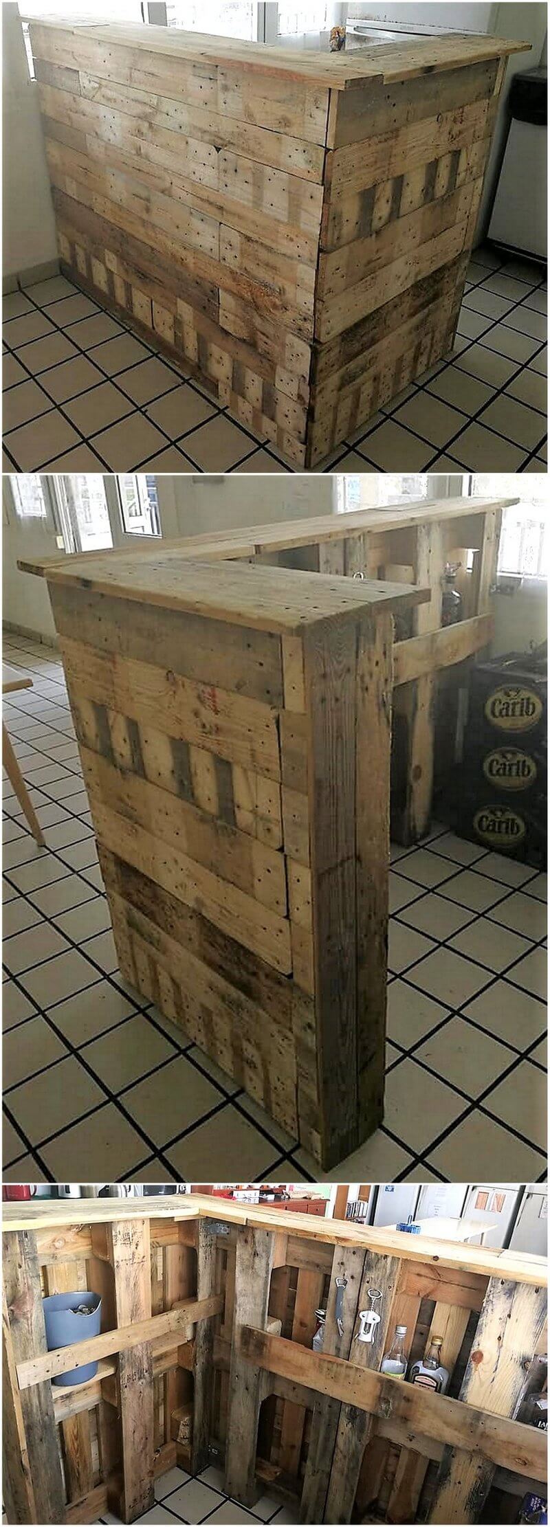 repurposed pallet wood bar