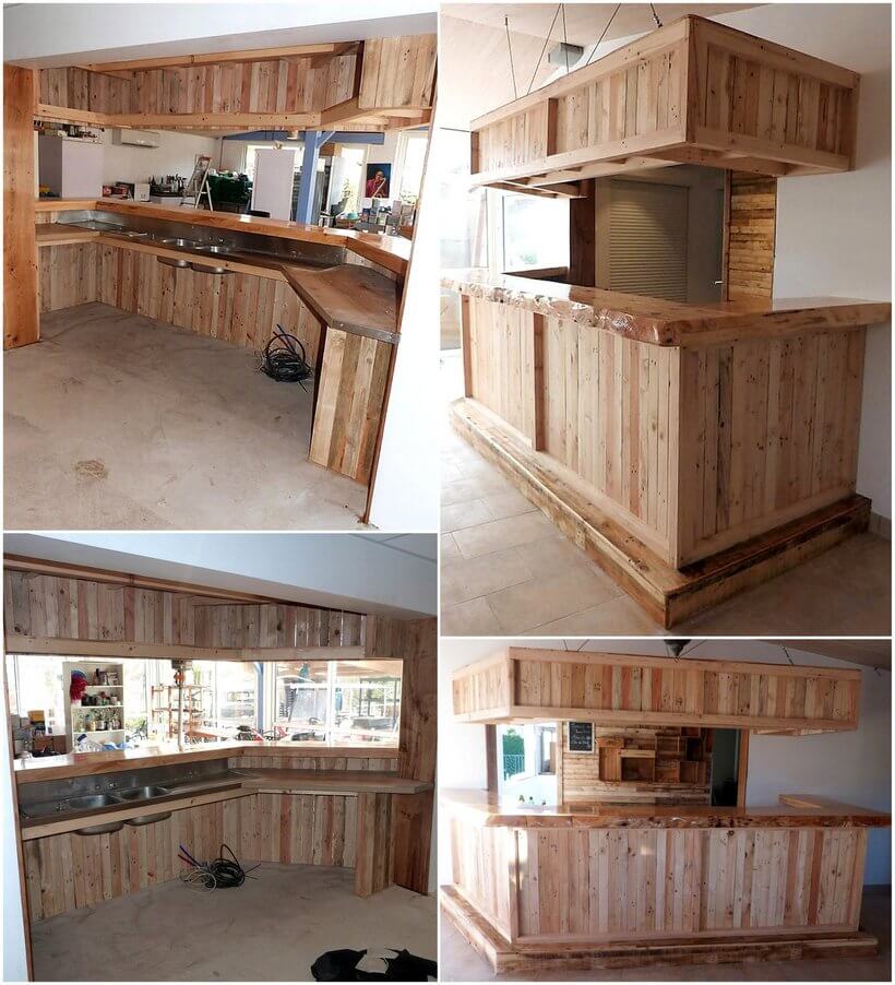repurposed pallet wooden bar