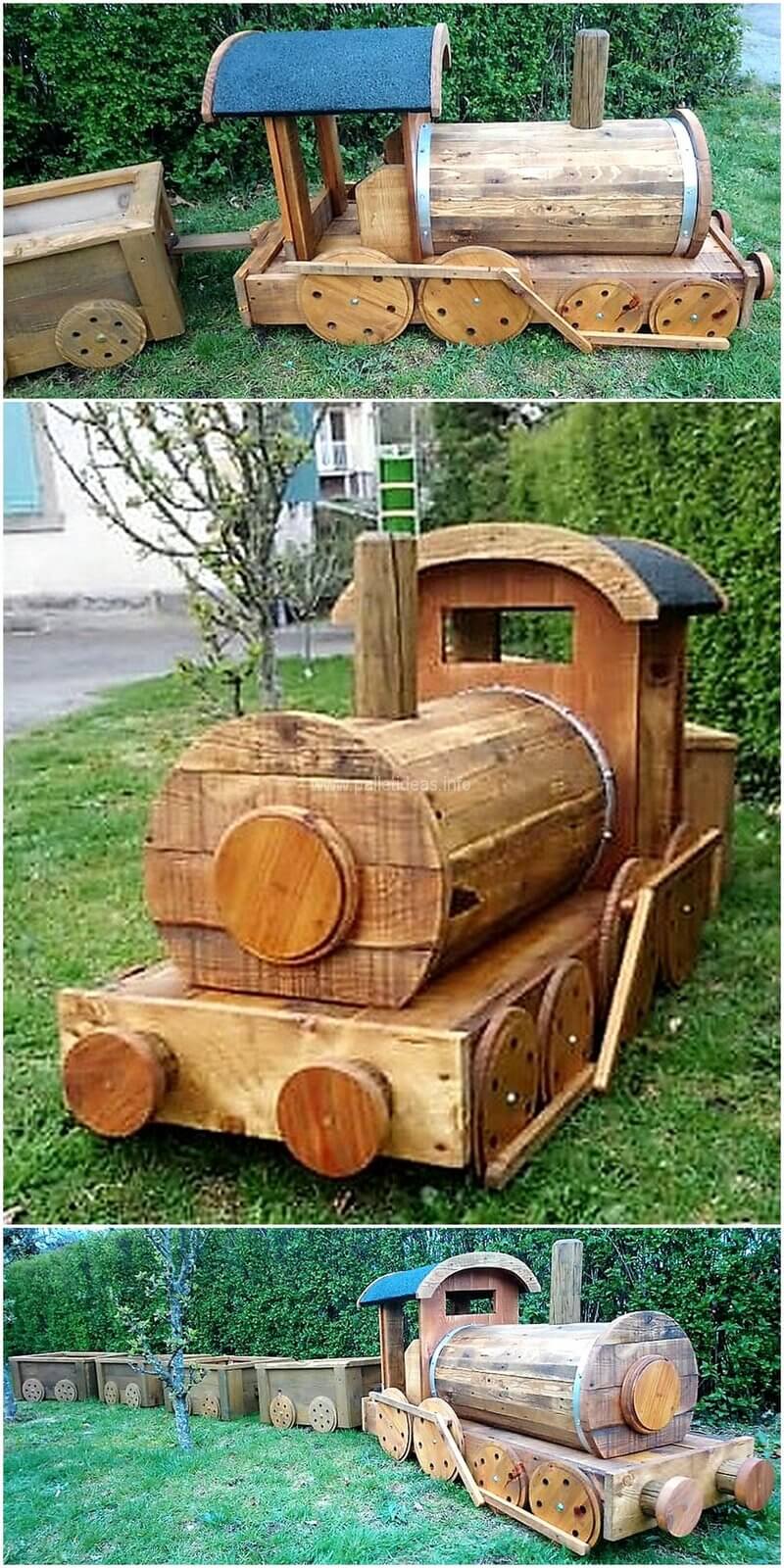 pallet garden decor train
