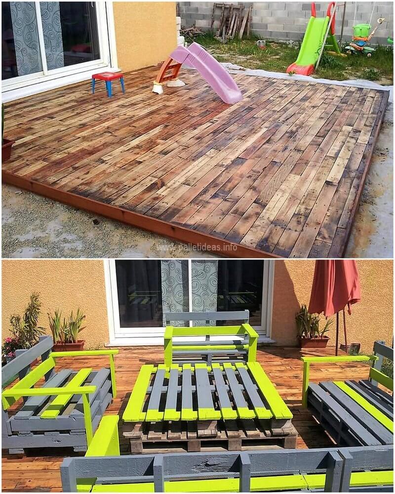 pallet garden terrace with furniture